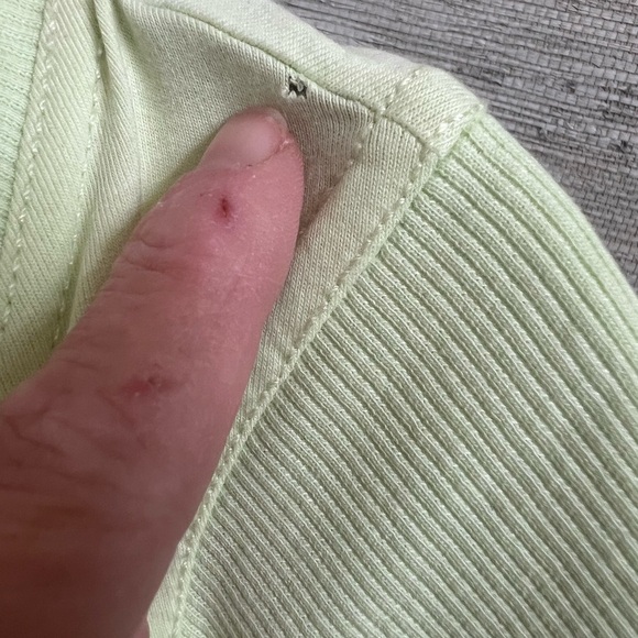 NWT w Flaw Anthropologie daily practice Montauk v-neck dress XS lime green - Picture 6 of 13